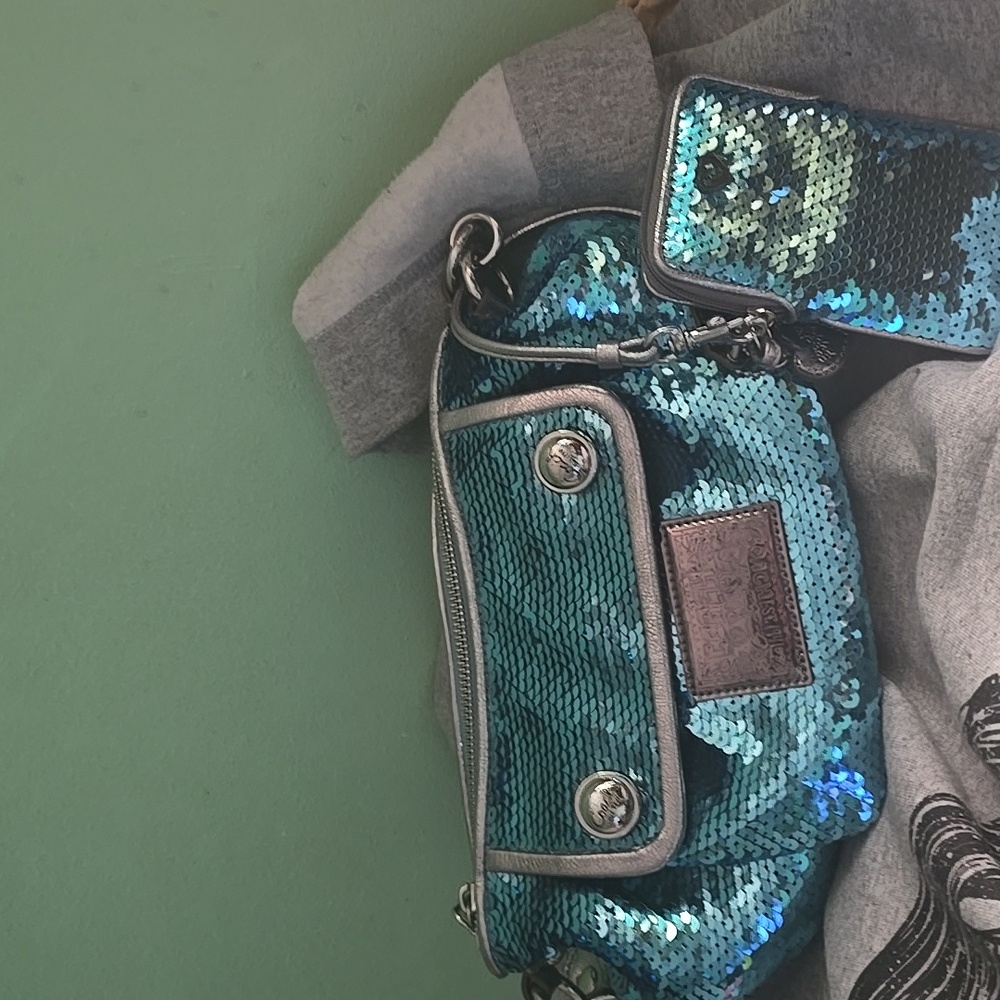 Coach Poppy Sequin Goovy Purse & Wristlet Bundle